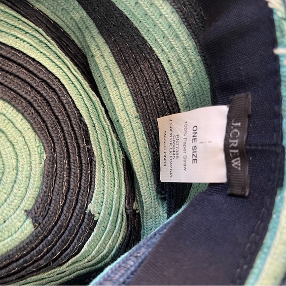 J. Crew wide brim sun hat. Turquoise and navy. Maybe worn 1x. - Picture 3 of 3